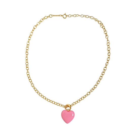 HOT POP PINK HEART NECKLACE