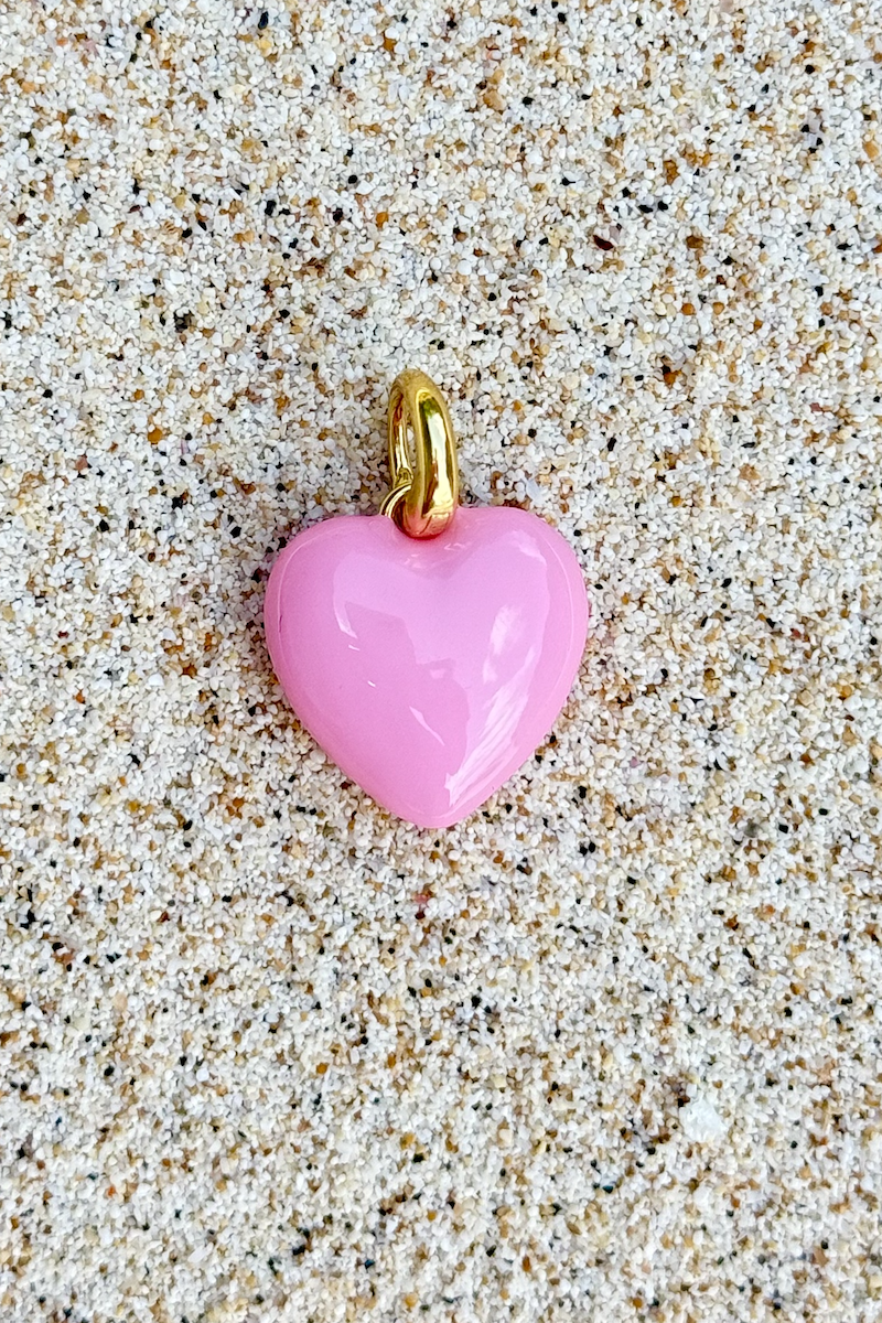 HOT POP PINK HEART CHARM