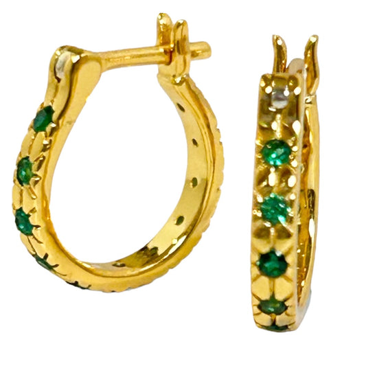 CLEO HUGGIE GOLD & GREEN EARRINGS