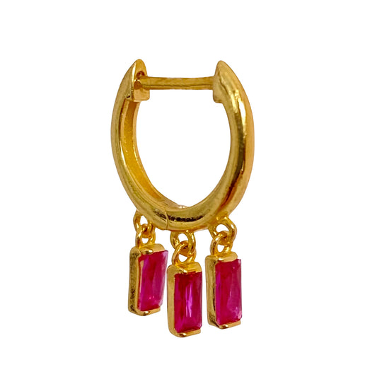 THREE SISTERS GOLD HUGGIE RUBY