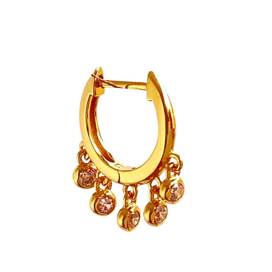 COME TOGETHER GOLD HUGGIE EARRING PINK