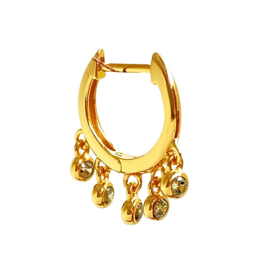 COME TOGETHER GOLD HUGGIE EARRING GREEN