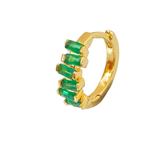 DAZZLE ME GREEN HUGGIE HOOP
