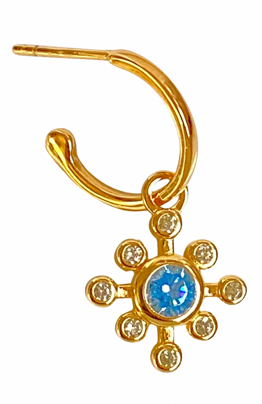 ECHO BEACH HOOP GOLD EARRING BLUE