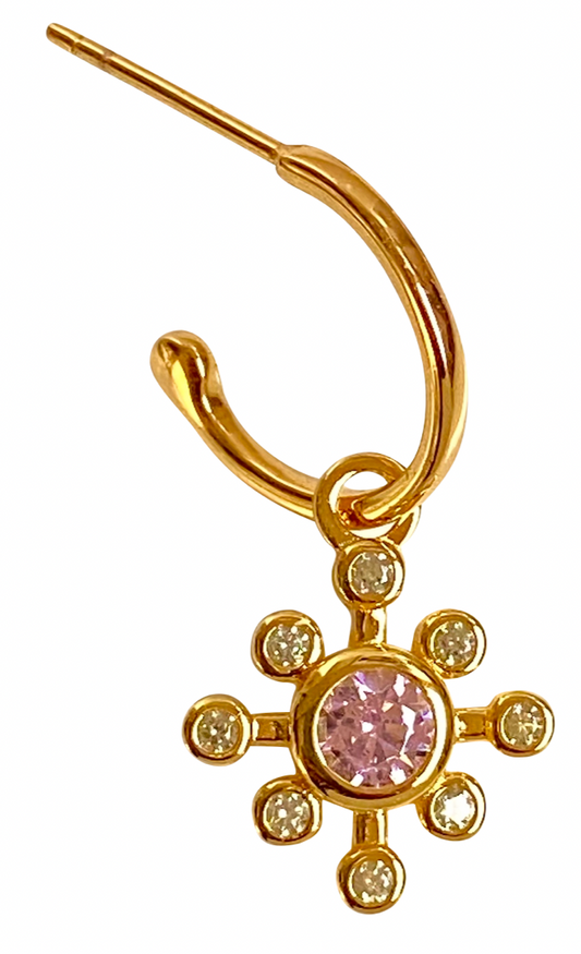 ECHO BEACH HOOP GOLD EARRING PINK