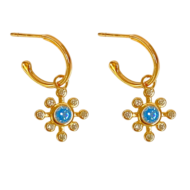 ECHO BEACH HOOP GOLD EARRING BLUE