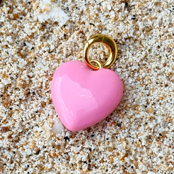 HOT POP PINK HEART CHARM