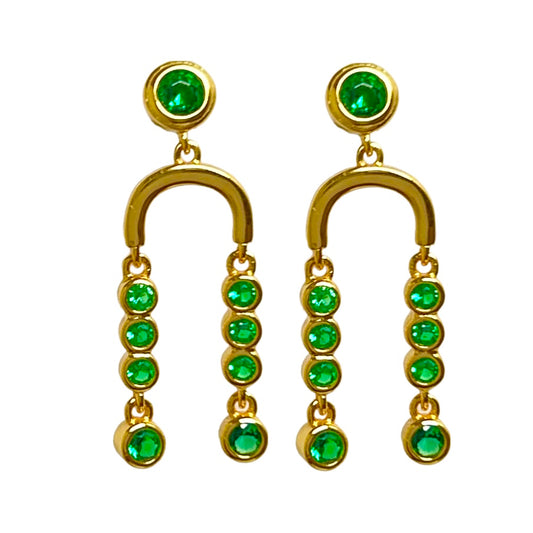 MIDNIGHT DANCER GOLD & GREEN EARRINGS