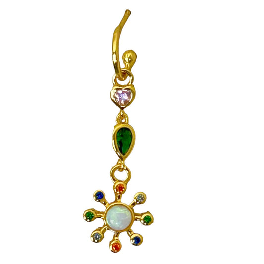 MIGHTY REAL GOLD HOOP EARRING OPAL