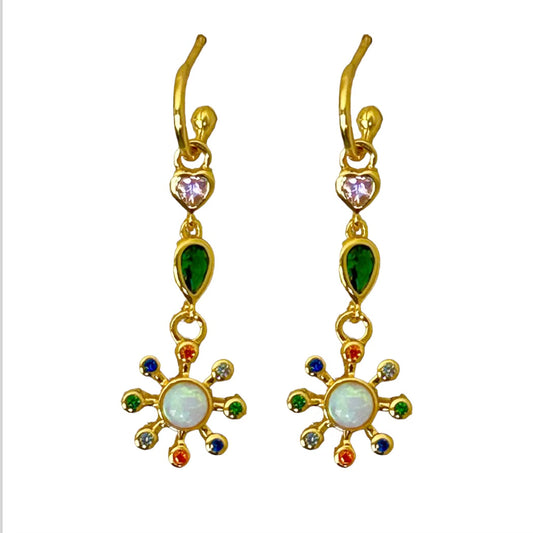 MIGHTY REAL GOLD HOOP EARRING OPAL