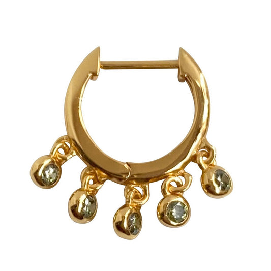 COME TOGETHER GOLD HUGGIE EARRING GREEN