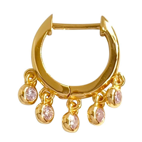 COME TOGETHER GOLD HUGGIE EARRING PINK
