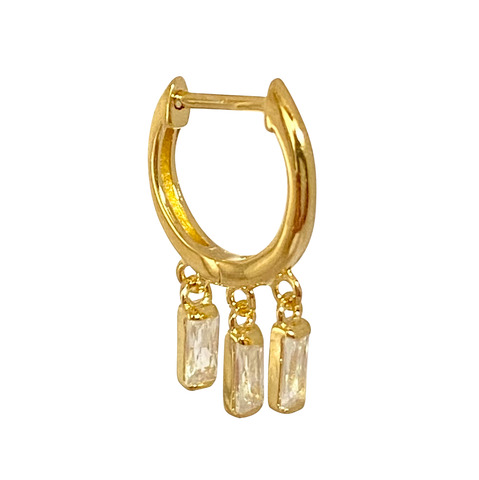 THREE SISTERS GOLD HUGGIE CLEAR CRYSTAL