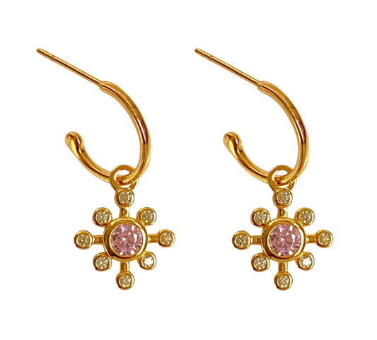 ECHO BEACH HOOP GOLD EARRING PINK